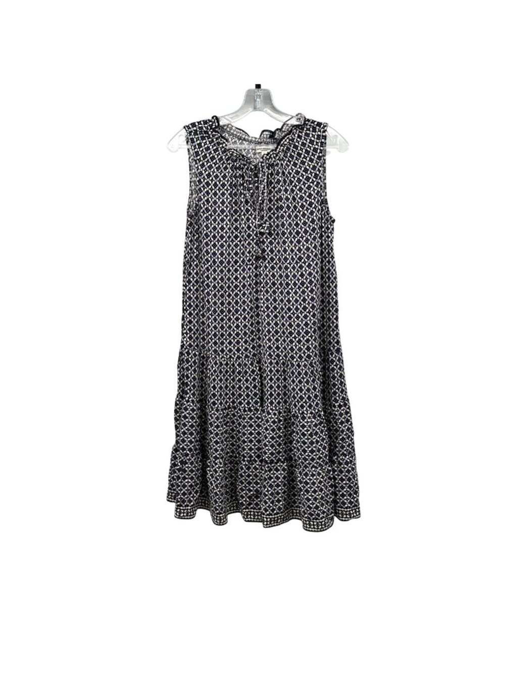 Max Studio Womens Sleeveless Shift Dress Navy/Multi Print Size Small Tiered